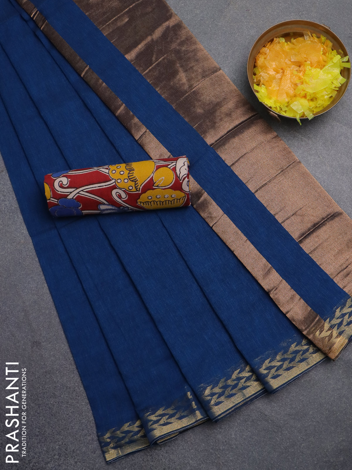 Bengal soft cotton saree peacock blue and maroon with plain body and zari woven border