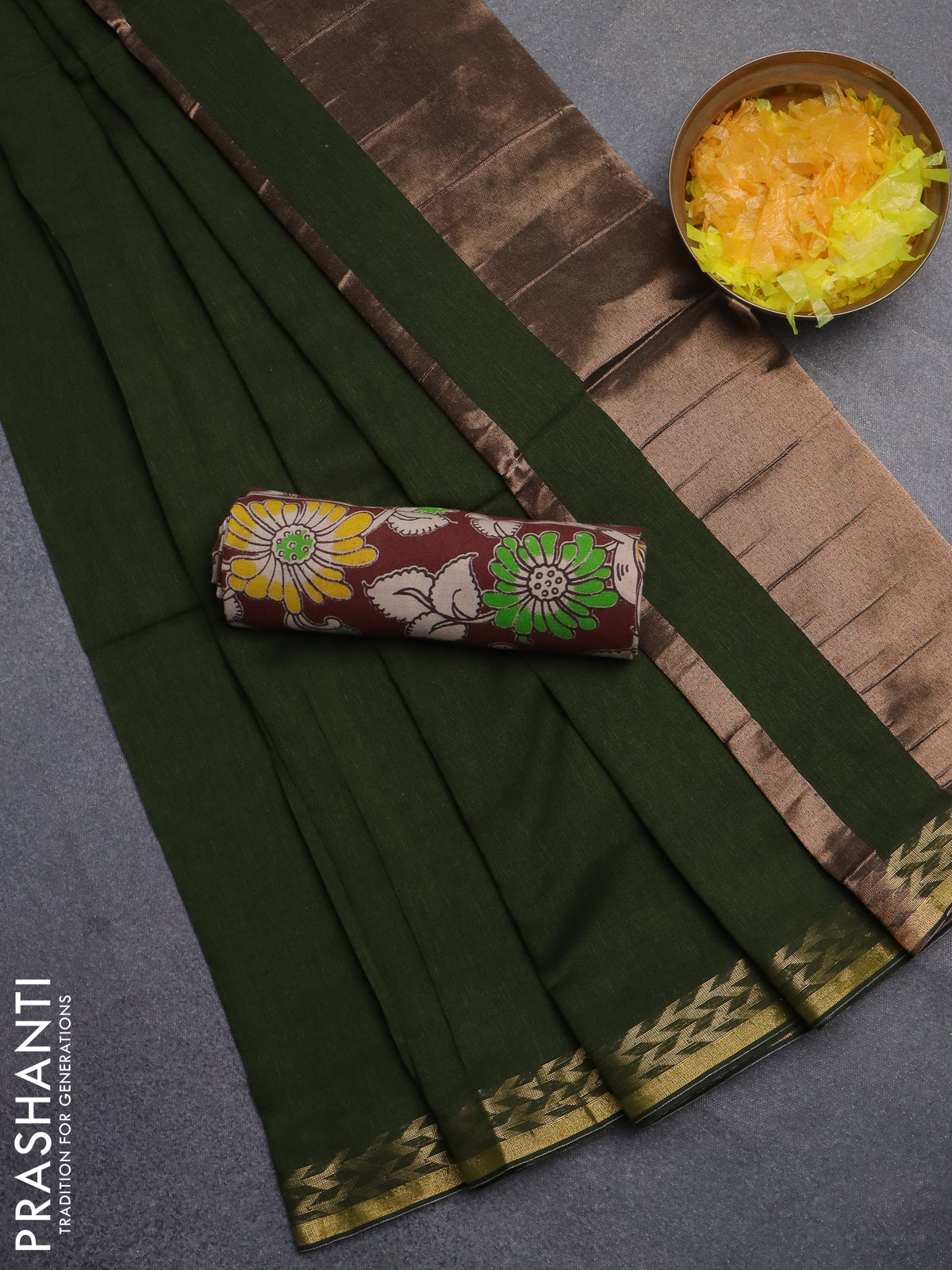 Bengal soft cotton saree sap green and deep maroon with plain body and zari woven border