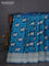 Banarasi semi mushru silk saree dual shade of blue and teal green with allover thread weaves & buttas and zari woven border