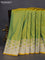 Banarasi semi mushru silk saree dual shade of mustard yellow and teal blue with allover self emboss & zari buttas and zari woven border