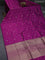 Banarasi katan silk saree dark magenta pink with zari woven buttas in borderless style