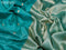 Banarasi katan silk saree teal green with zari woven buttas in borderless style