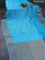 Banarasi organza silk saree teal blue with thread & zari woven buttas and banarasi style border