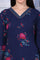 Blue Floral Printed Rayon Straight Kurta