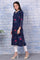 Blue Floral Printed Rayon Straight Kurta
