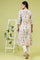 White Chintz Floral Printed Rayon Straight Kurta with Sequins