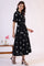 Black Printed Flared Cotton Blend Dress