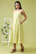 Lime Green Schiffli Embroidered Pure Cotton Flared Spaghetti Dress