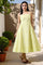 Lime Green Schiffli Embroidered Pure Cotton Flared Spaghetti Dress