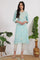 Blue Embroidered Rayon Straight Festive Kurta