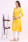 Mango Yellow Floral Printed Shantung A-line Kurta