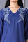 Blue Embroidered Printed Thread Embroidery Rayon Flax A-line Kurta