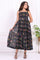 Black Floral Printed Embroidered Fit and Flare Georgette Dress with Waist Coat Set