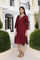 Maroon Embroidered A-Line Silk Kurta