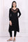Black Embroidered Straight Acrylic Winter Kurta