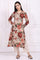 Red Floral Printed A-Line Kurta
