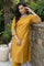 Mustard Embroidered A-Line Rayon Kurta