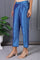 Blue Solid Lace Mid-Rise Straight Pant