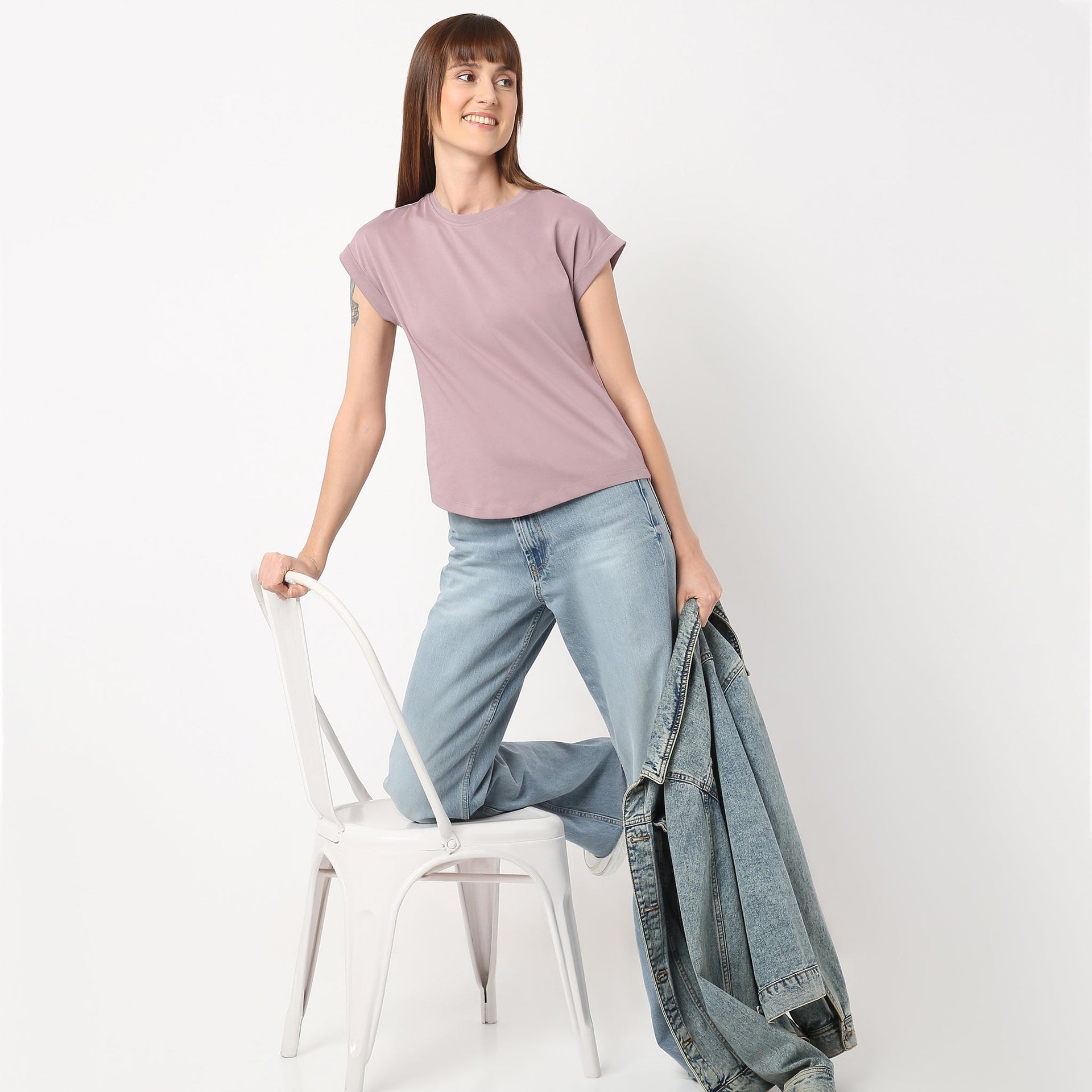 Airdry Fabric Round Neck Short Sleeve Solid Performance T-Shirt