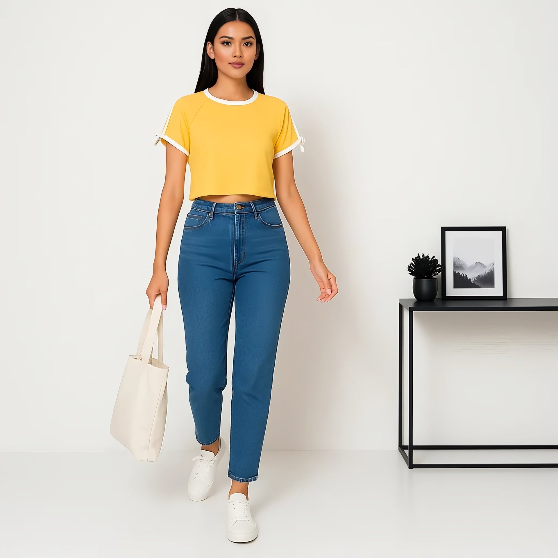 Young Women Athleisure Tee With Tie Detail On Sleeve