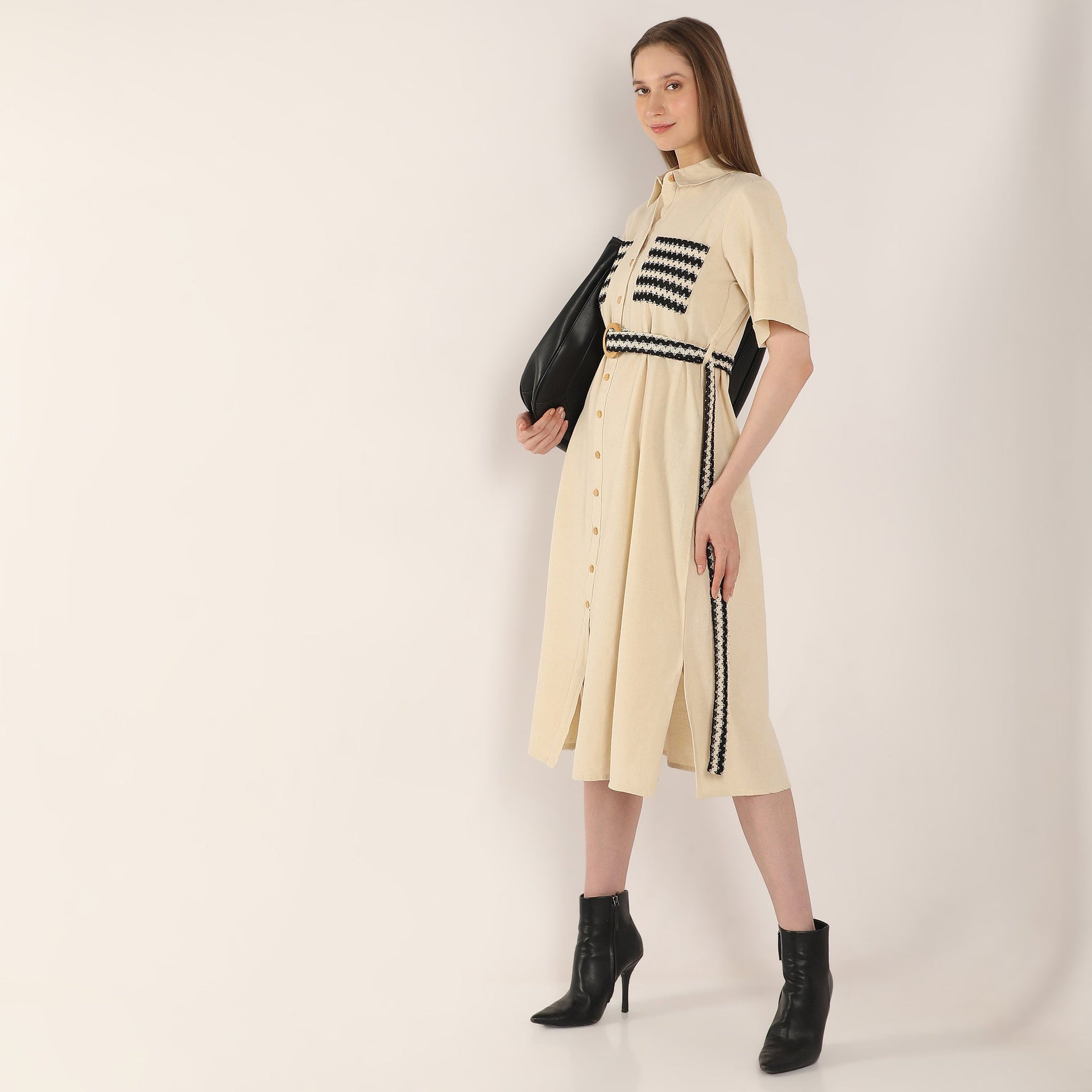 Below Knee Elegant Shirt Collar Dress