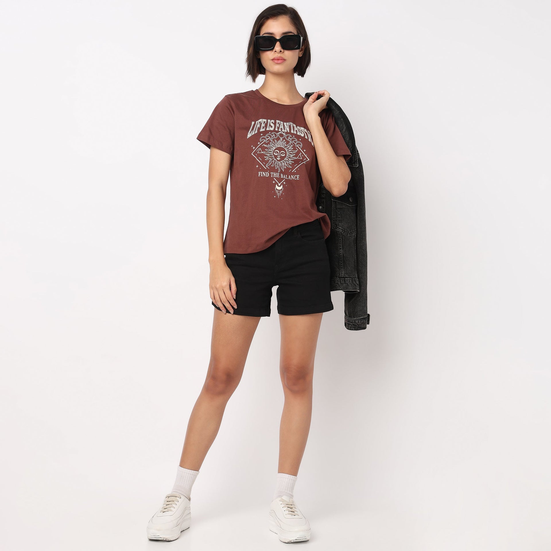 Cotton Crew Neck Graphic T-Shirt