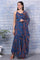 Blue Paisley Printed Chiffon Spaghetti Flared Short Kurta, Sharara and Dupatta Set