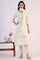 White Embroidered Lace Straight Pure Cotton Kurta & Straight Pant With Dupatta Set