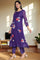 Amesthyst Purple Solid Printed Organza A-Line Kurta, Straight Pant and Dupatta Set