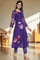 Amesthyst Purple Solid Printed Organza A-Line Kurta, Straight Pant and Dupatta Set
