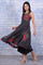 Black Floral Printed Beads Organza Flared Kurta, Cropped Flared Pants And Dupatta Set
