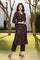 Black Floral Printed Tape Detail A Line Crape Kurta with Pant and Dupatta Set