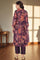 Wine Printed Chinon A-line Kurta, Straight Pant and Dupatta Set