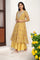 Yellow Embroidered Anarkali Organza Kurta with Flared Pant and Dupatta Set