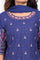 Blue Floral Printed Embroidered Straight Cotton Kurta with Sharara and Dupatta Set