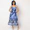 Abstract Print Flared A-Line Ruffle Detail Dress