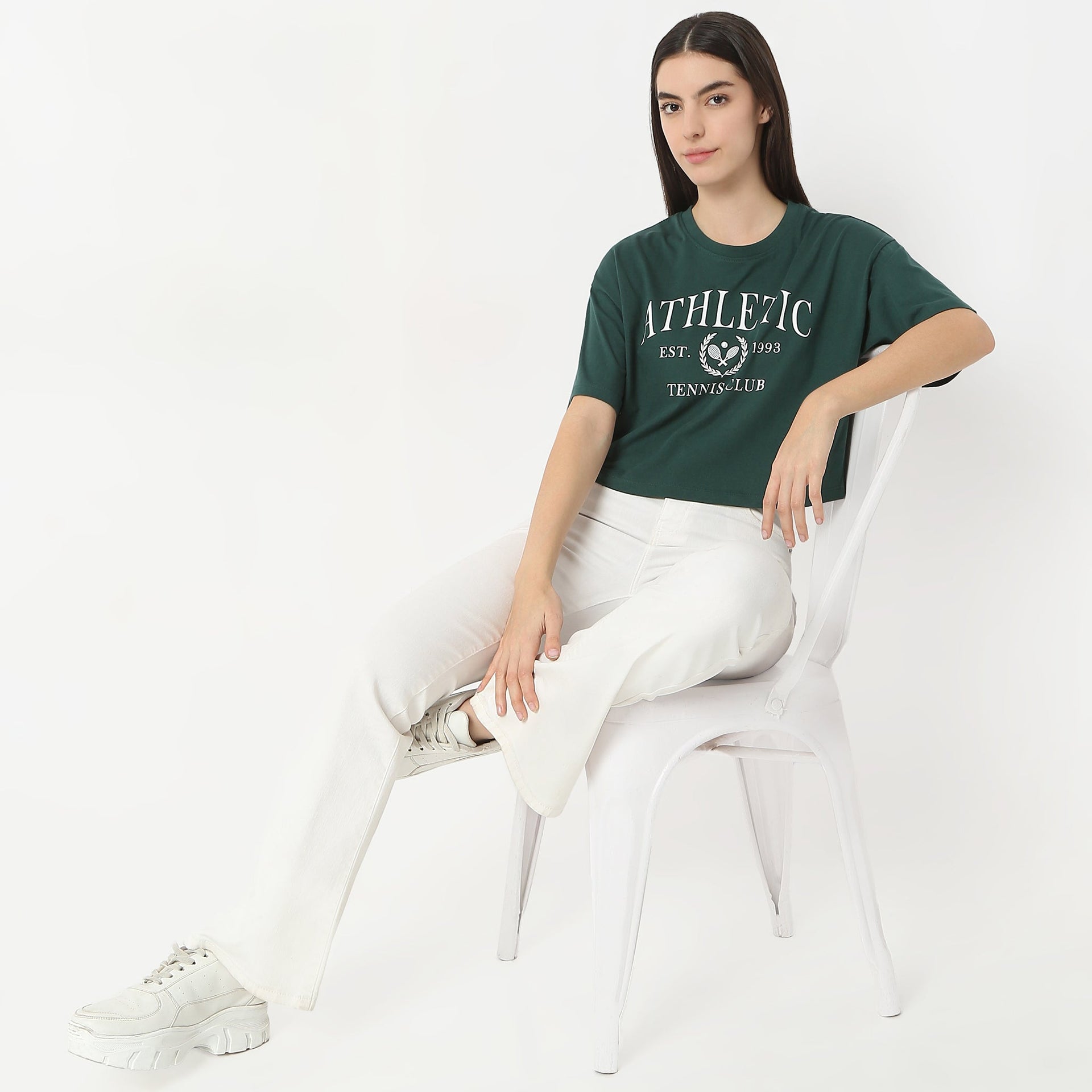 Boxy Fit Printed Short Sleeve Crop T-Shirt