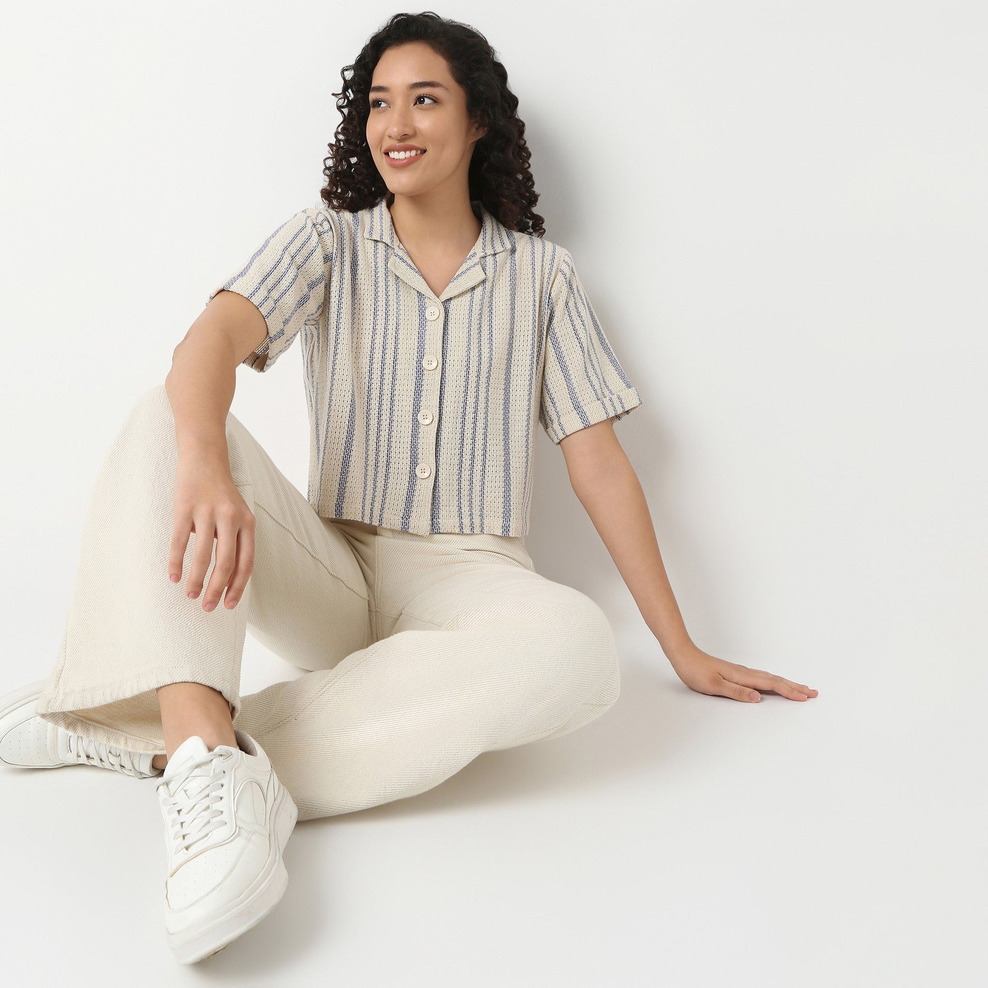 Betty Shirt With Lapel Collar And Stripe Print