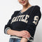 Cotton V-Neck Graphic Sweat Tee