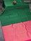 Pure kanjivaram silk saree green and pink with silver & copper zari weaves in borderless style