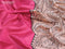 Chappa saree pink and beige with plain body and madhubani printed border