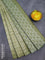 Bamboo silk saree pastel green and sap green with allover tie & dye prints & thread stripe pattern in borderless style