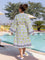 Zeniya Waffle Block Printed Cotton Bath Robe