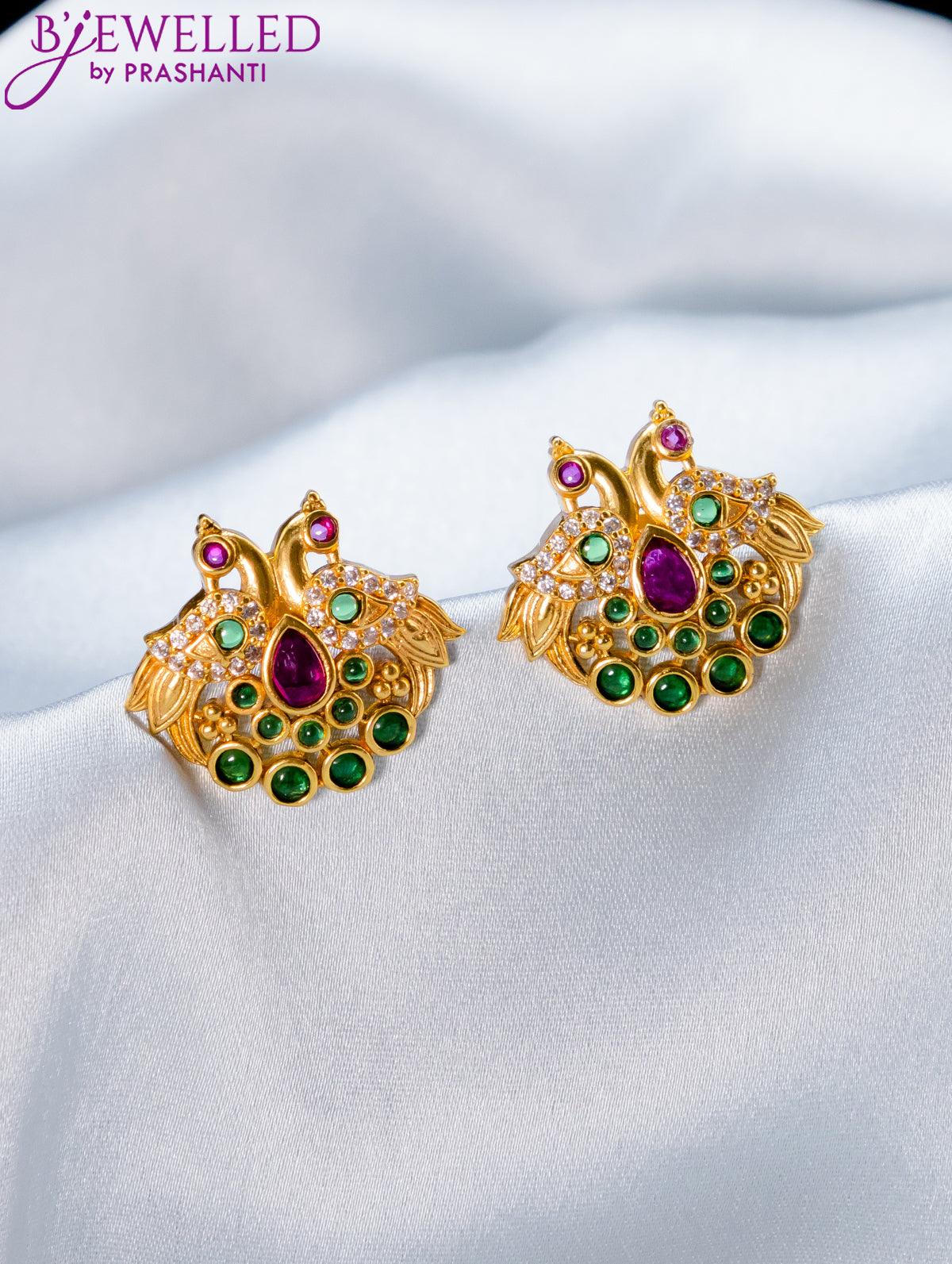 Buy Beautiful Party Wear Peacock Design White Beads Antique Earrings