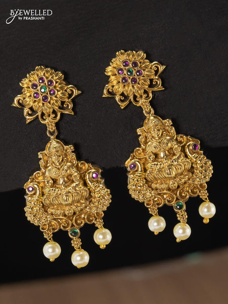 Gold Lakshmi Devi Earrings - Lakshmi Gold Earring Stud1