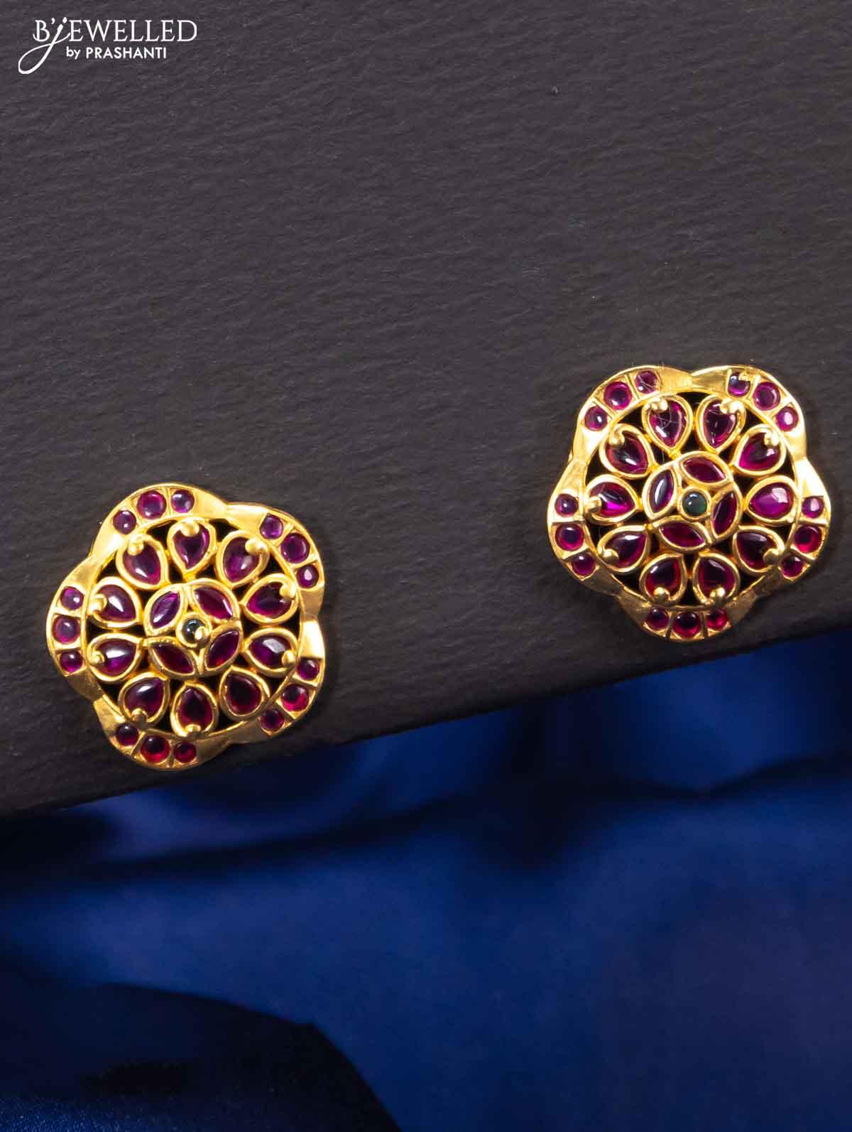 antique earrings with pink kemp stone prashanti sarees 1 28110952169670