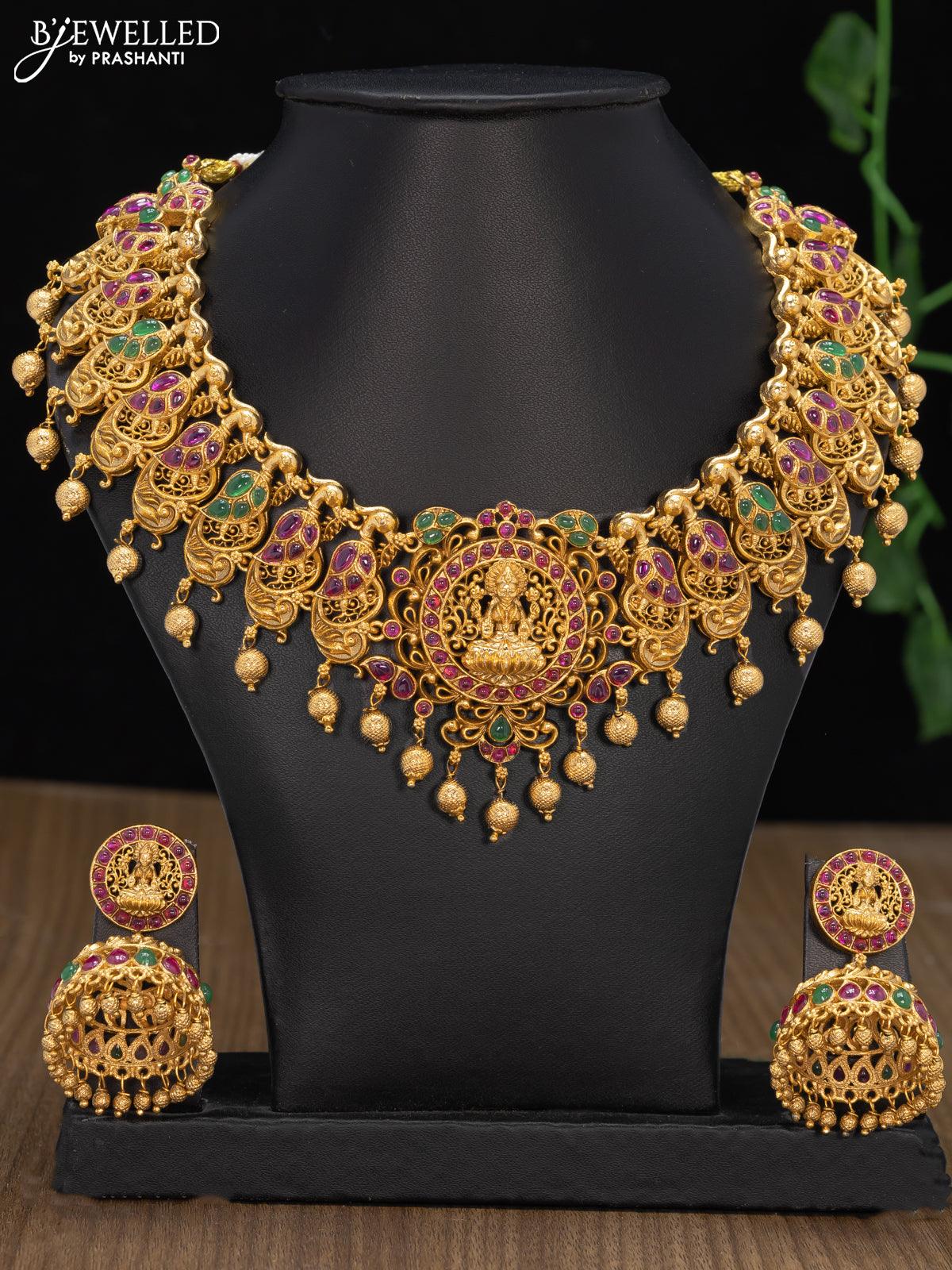 Antique jewellery necklace with deals lakshmi pendant