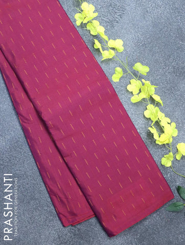 Arani semi silk saree dual shade of maroonish blue and red shade with allover copper zari weaves in borderless style