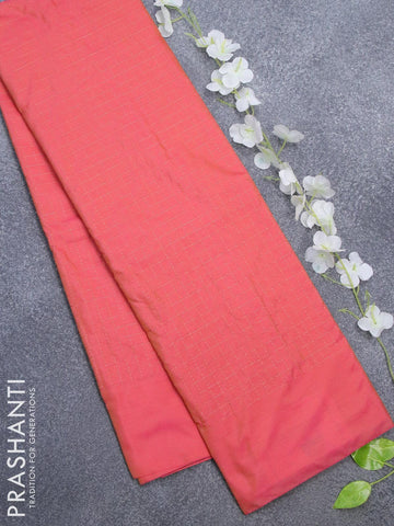 Arani semi silk saree dual shade of pink with allover copper zari checked pattern and simple border