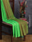 Arani semi silk saree green and dual shade of greenish red with allover copper zari weaves in borderless style